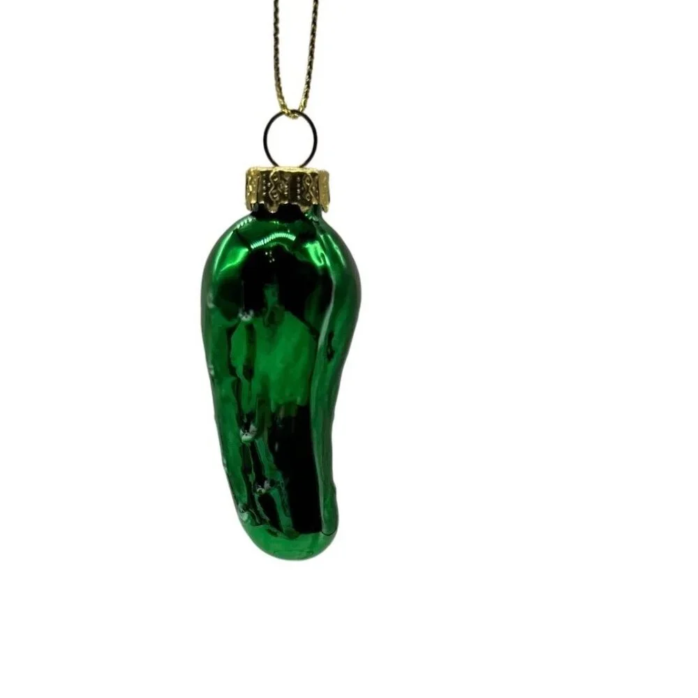 Legend of the Pickle‎ Green Glass Christmas Ornament 2 1/2